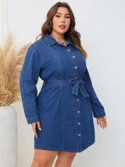 Акція на Плаття коротке осіннє жіноче SHEIN GD-00139823 4XL Синє від Rozetka
