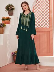 Акція на Плаття вечірнє довге осіннє жіноче SHEIN GD-00162384 S Темно-зелене від Rozetka