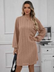 Акція на Плаття міді осіннє жіноче SHEIN GD-00170688 XL Бежеве від Rozetka