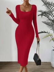 Акція на Плаття в'язане міді зимове жіноче SHEIN GD-00159459 XS Червоне від Rozetka
