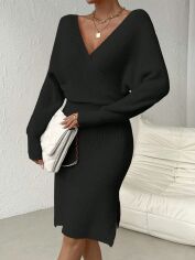 Акція на Плаття в'язане міді зимове жіноче SHEIN GD-00161966 L Чорне від Rozetka