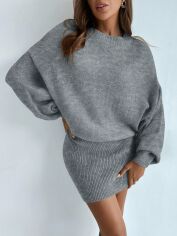 Акція на Плаття в'язане коротке зимове жіноче SHEIN GD-00156588 M Сіре від Rozetka