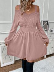 Акція на Плаття в'язане коротке зимове жіноче SHEIN GD-00156578 L Рожеве від Rozetka