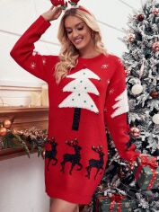 Акція на Плаття в'язане коротке зимове жіноче SHEIN GD-00156581 L Червоне від Rozetka