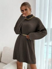 Акція на Плаття в'язане коротке зимове жіноче SHEIN GD-00156584 M Коричневе від Rozetka