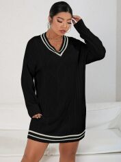 Акція на Плаття в'язане коротке зимове жіноче SHEIN GD-00156821 XL Чорне від Rozetka