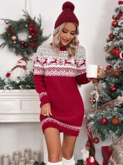 Акція на Плаття в'язане коротке зимове жіноче SHEIN GD-00159430 L Різнокольорове від Rozetka