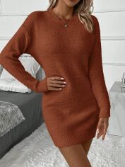 Акція на Плаття в'язане коротке зимове жіноче SHEIN GD-00159449 M Коричневе від Rozetka