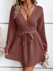 Акція на Плаття в'язане коротке зимове жіноче SHEIN GD-00159451 M Рожева з Рожеве з коричневим від Rozetka