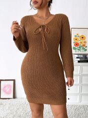 Акція на Плаття в'язане коротке зимове жіноче SHEIN GD-00160838 2XL Хакі від Rozetka