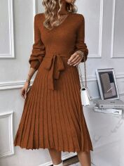 Акція на Плаття в'язане міді зимове жіноче SHEIN GD-00161967 S Рожева з Рожеве з коричневим від Rozetka