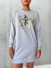 Акція на Плаття коротке осіннє жіноче SHEIN GD-00164025 S Світло-сіре від Rozetka