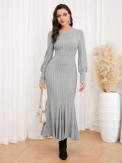 Акція на Плаття довге осіннє жіноче SHEIN GD-00169952 L Сіре від Rozetka