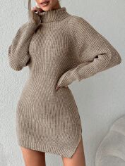 Акція на Плаття в'язане коротке зимове жіноче SHEIN GD-00156604 One Size Бежеве від Rozetka