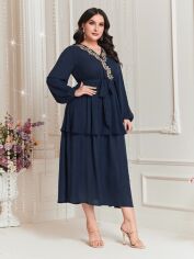 Акція на Плаття вечірнє міді осіннє жіноче SHEIN GD-00138924 2XL Темно-синє від Rozetka