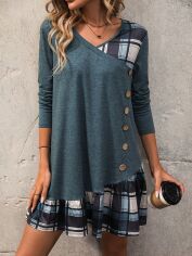 Акція на Плаття коротке осіннє жіноче SHEIN GD-00105807 S Сіре з синім від Rozetka