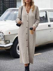 Акція на Плаття довге осіннє жіноче SHEIN GD-00109078 XL Сіре з бежевим від Rozetka