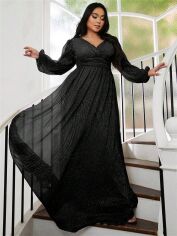 Акція на Плаття вечірнє довге осіннє жіноче SHEIN GD-00136975 4XL Чорне від Rozetka