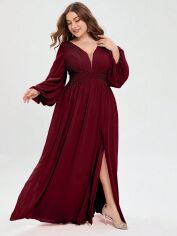 Акція на Плаття вечірнє довге осіннє жіноче SHEIN GD-00138068 XL Бордове від Rozetka
