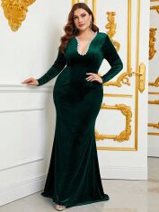Акція на Плаття вечірнє довге осіннє жіноче SHEIN GD-00138350 5XL Темно-зелене від Rozetka