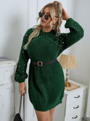 Акція на Плаття в'язане коротке зимове жіноче SHEIN GD-00156823 XL Зелене від Rozetka