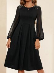 Акція на Плаття вечірнє міді осіннє жіноче SHEIN GD-00142912 S Чорне від Rozetka