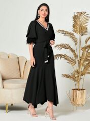Акція на Плаття вечірнє довге осіннє жіноче SHEIN GD-00166044 XL Чорне від Rozetka
