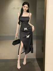Акція на Сукня міді літня жіноча SHEIN GD-00167973 L Чорна від Rozetka