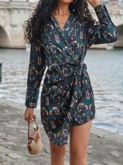 Акція на Сукня на запах коротка літня жіноча SHEIN GD-00166049 S Різнокольорова від Rozetka