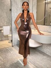 Акція на Сукня літня жіноча SHEIN GD-00166106 S Бронзова від Rozetka