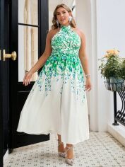 Акція на Сукня довга літня жіноча SHEIN GD-00165919 2XL Зелена від Rozetka