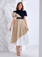 Акція на Сукня вечірня міді літня жіноча SHEIN GD-00168056 S Бежева від Rozetka