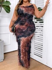 Акція на Сукня довга літня жіноча SHEIN GD-00170858 US 24/26 Коричнева від Rozetka