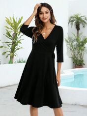 Акція на Сукня на запах міді осіння жіноча SHEIN GD-00165610 S Чорна від Rozetka