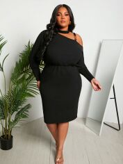 Акція на Сукня міді осіння жіноча SHEIN GD-00165893 XL Чорна від Rozetka