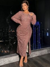 Акція на Сукня вечірня довга жіноча SHEIN GD-00165899 XL Рожева від Rozetka