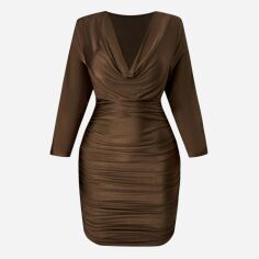 Акція на Сукня вечірня коротка літня жіноча SHEIN GD-00165954 5XL Коричнева від Rozetka
