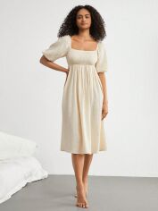 Акція на Сукня міді літня жіноча SHEIN GD-00167253 S Бежева від Rozetka