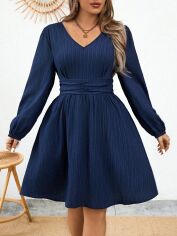 Акція на Плаття міді осіннє жіноче SHEIN GD-00139887 XL Темно-синє від Rozetka