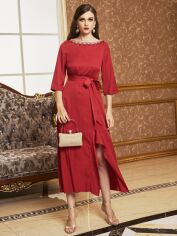 Акція на Плаття міді жіноче SHEIN GD-00161193 S Бордове від Rozetka