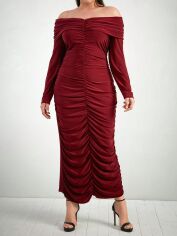 Акція на Плаття вечірнє довге осіннє жіноче SHEIN GD-00137134 2XL Бордове від Rozetka