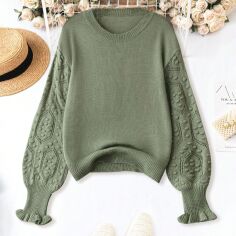 Акція на Светр жіночий SHEIN GD-00156840 XL Зелений від Rozetka