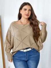 Акція на Светр жіночий SHEIN GD-00167214 2XL Світло-коричневий від Rozetka