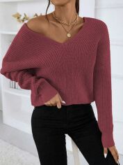 Акція на Светр жіночий SHEIN GD-00159534 S Бордовий від Rozetka