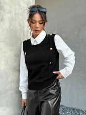 Акція на Светр жіночий SHEIN GD-00161870 S Чорно-білий від Rozetka