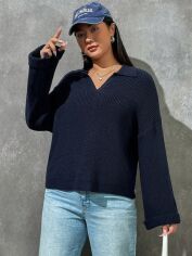 Акція на Светр жіночий SHEIN GD-00096139 XL Темно-синій від Rozetka