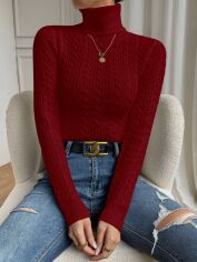 Акція на Светр жіночий SHEIN GD-00156654 L Бордовий від Rozetka