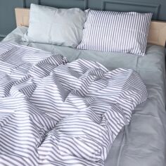 Акція на Комплект постільної білизни Mirson Полуторний 143х210 см 17-0768 Harmony Stripes Бязь від Rozetka