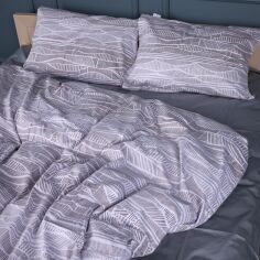 Акція на Комплект постільної білизни MirSon King Size 220х240 см 22-1411 Lines of Nature Сатин від Rozetka