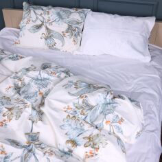 Акція на Комплект постільної білизни MirSon King Size 220х240 см 22-1414 Flower Sketch Сатин від Rozetka